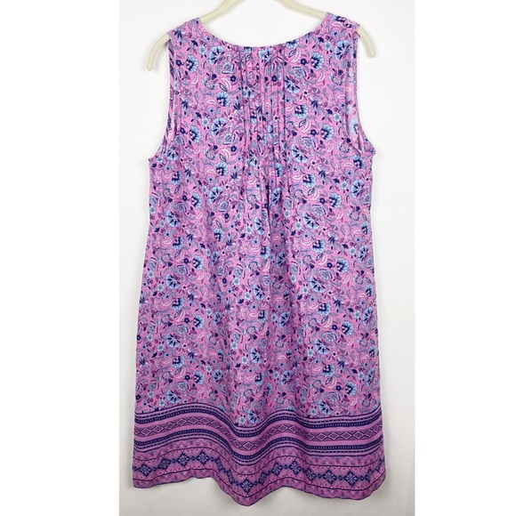 J Jill Love Linen Floral Split Neck Dress Pockets - Picture 3 of 7